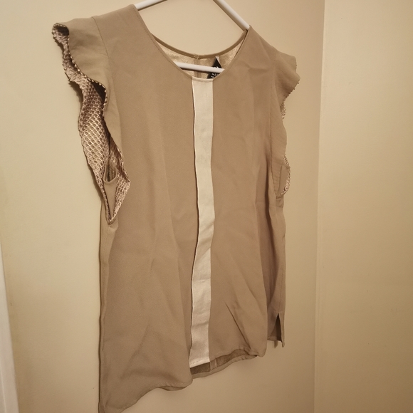 AZARA PARIS Flowy sleeves Top Tan size 40 (L/12) - Picture 2 of 11
